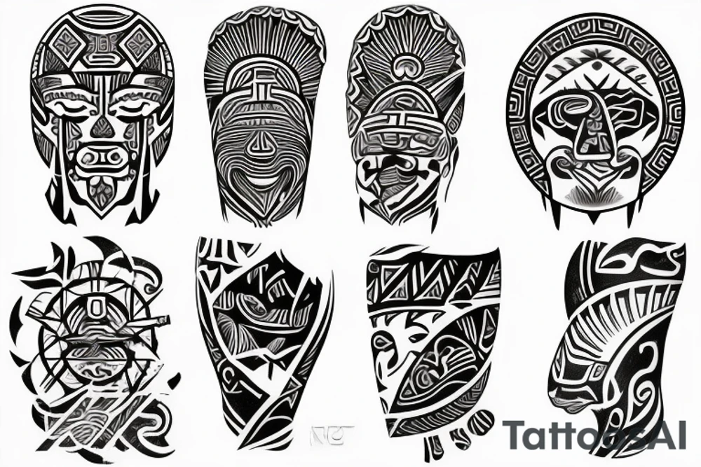 Peuerto Rico sun, 
taino and Polynesian tattoo sleeves arm tattoo idea