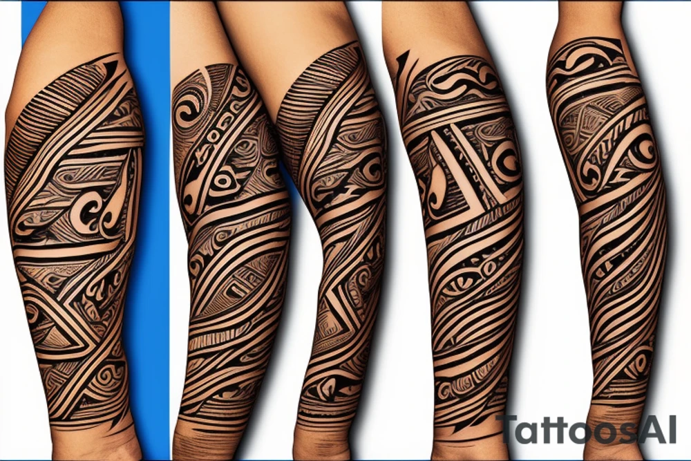 Puerto Rico taino symbol arm sleeve tattoo idea