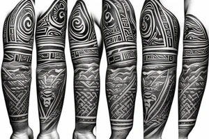 Puerto Rico taino symbol arm sleeve tattoo idea