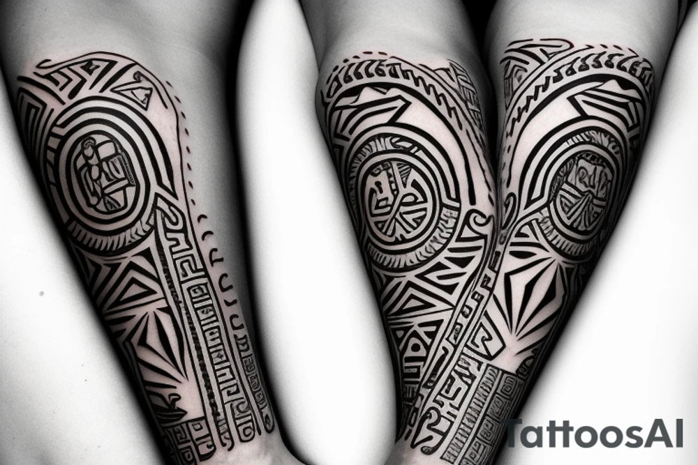 Puerto Rican 
taino symbol arm sleeve tattoo idea