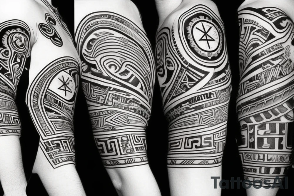 Puerto Rican 
taino symbol arm sleeve tattoo idea