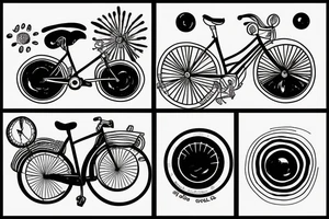 bicycle riding into a black hole tattoo idea