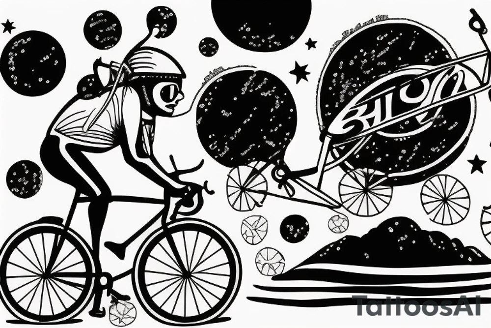 bicycle riding into a black hole tattoo idea