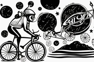 bicycle riding into a black hole tattoo idea