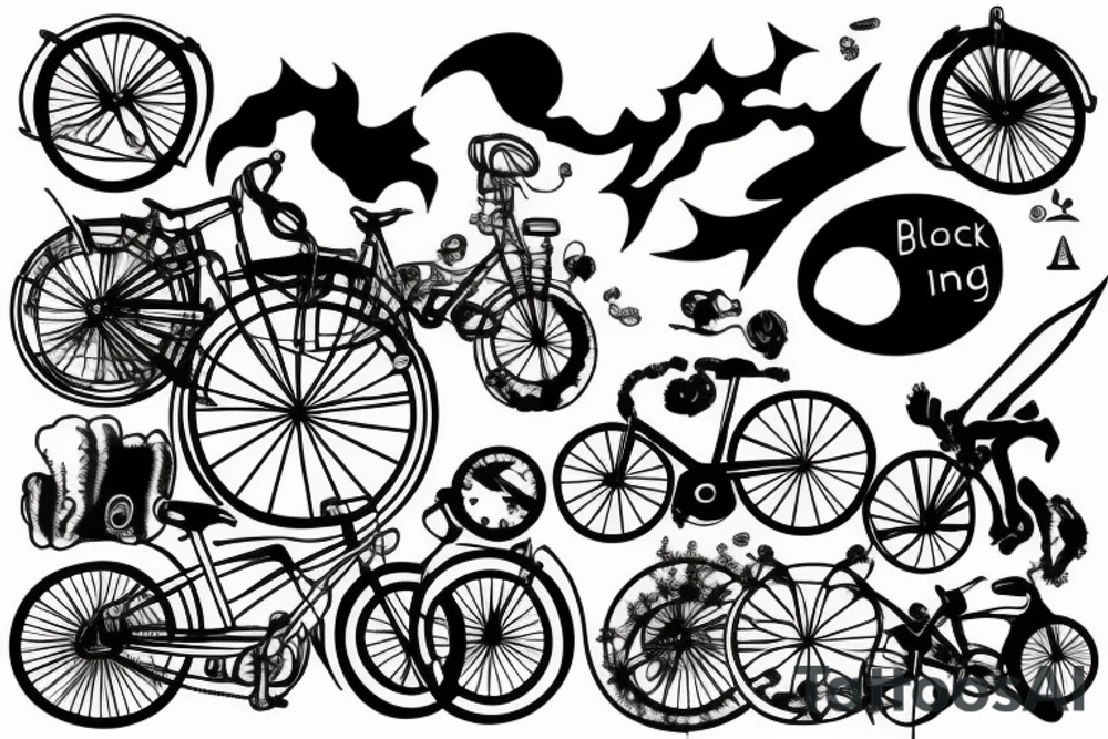 bicycle riding into a black hole tattoo idea