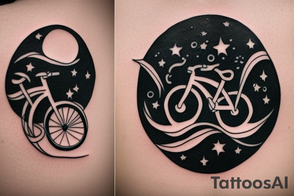 bicycle riding into a black hole tattoo idea