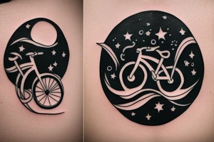 bicycle riding into a black hole tattoo idea