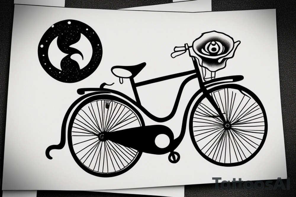 bicycle going into a black hole tattoo idea