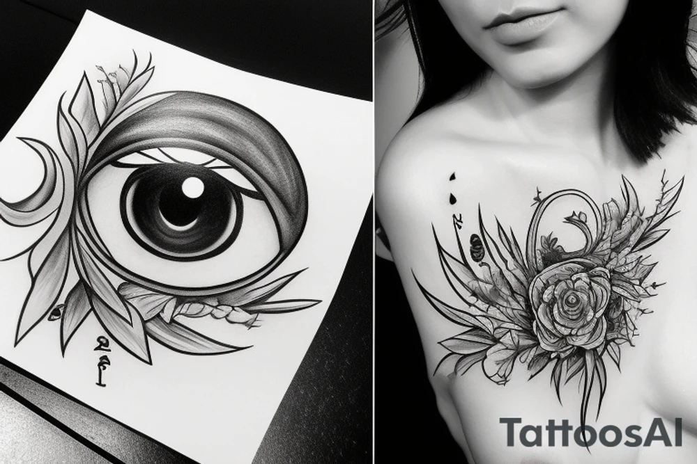 flower fall from heaven leilani God eye, new breeze air tattoo idea