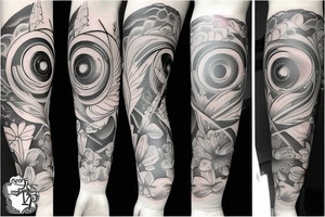 flower fall from heaven leilani plus God eye plus new breeze air arm sleeve tattoo idea
