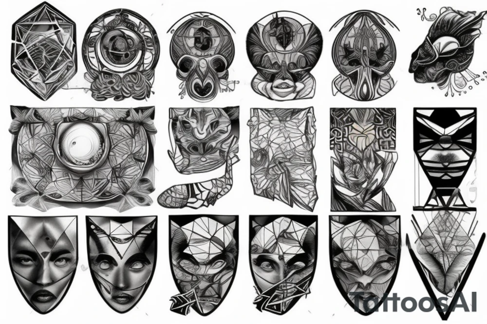 geometric evolution of mankind tattoo idea