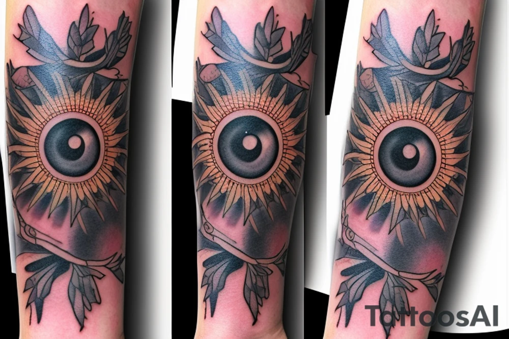 heaven plus flowerplus fall from heaven leilani plus God eye plus new breeze air arm sleeve tattoo idea