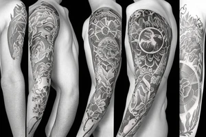 heaven plus flowerplus fall from heaven leilani plus God eye plus new breeze air arm sleeve tattoo idea