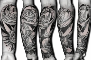 heaven plus flower plus fall from heaven leilani plus God Eye plus new breeze air arm sleeve tattoo idea