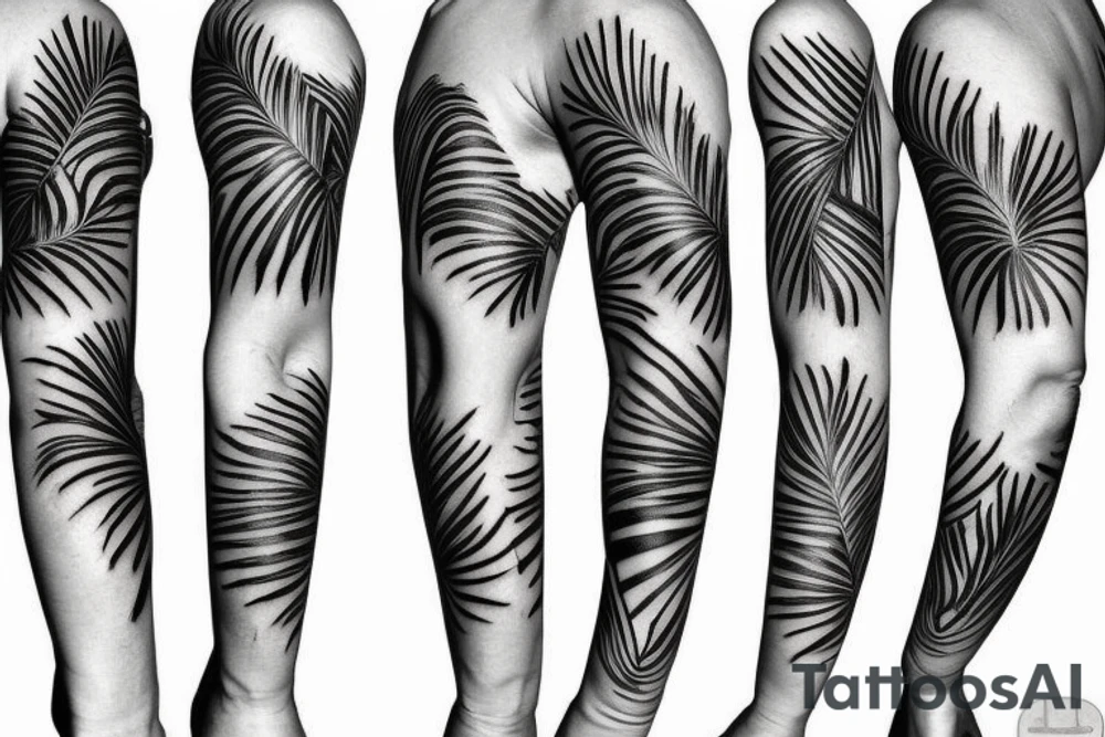 palm tree sleeve tattoo idea