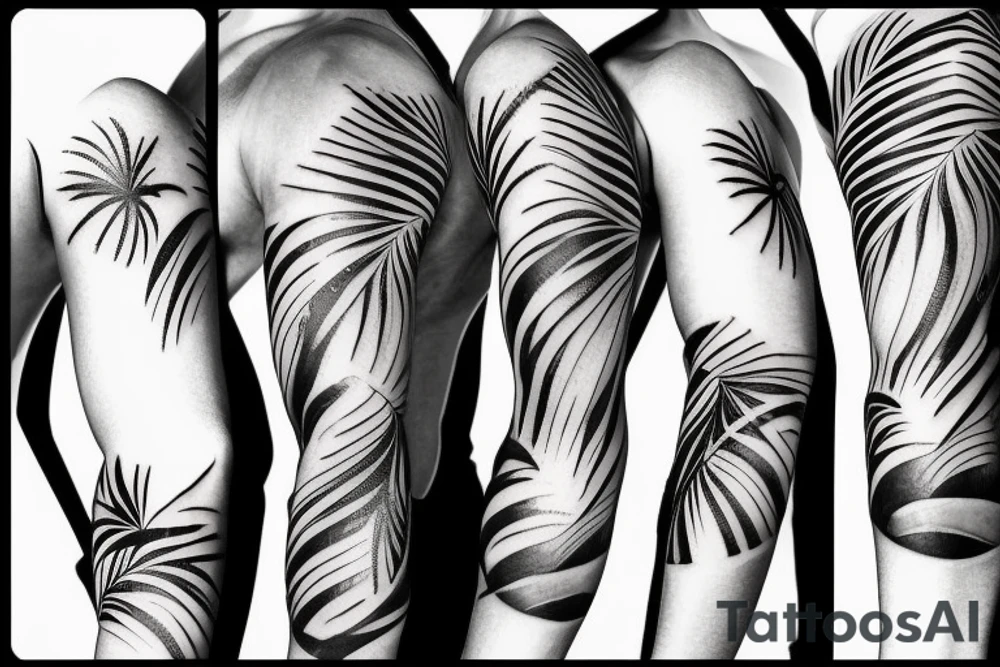 palm tree sleeve tattoo idea