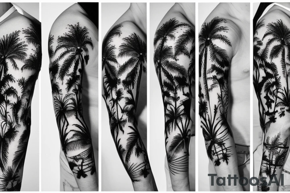 palm tree sleeve tattoo idea