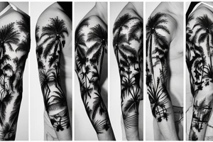 palm tree sleeve tattoo idea