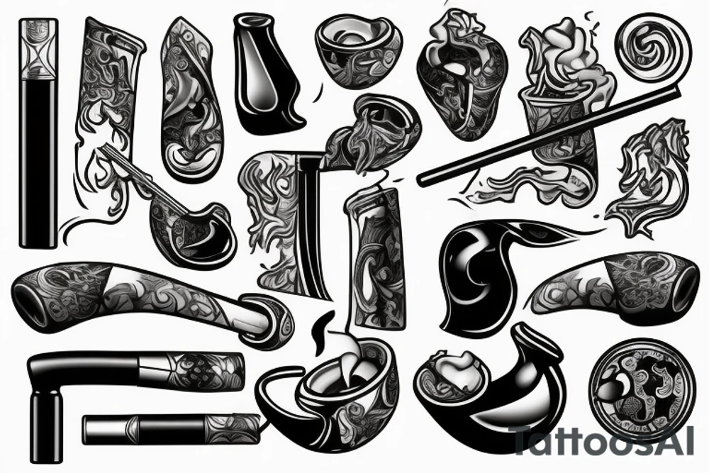 half-bent billiard smoking pipe tattoo idea