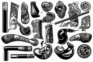 half-bent billiard smoking pipe tattoo idea