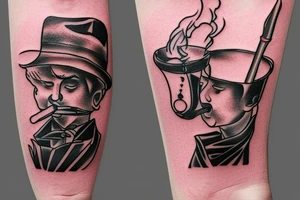 half-bent billiard smoking pipe tattoo idea