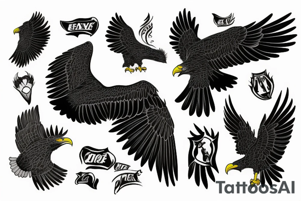 Eagle, raven tattoo idea