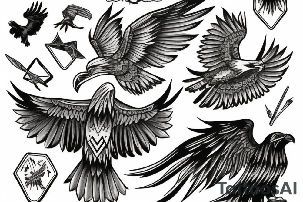Eagle, raven tattoo idea