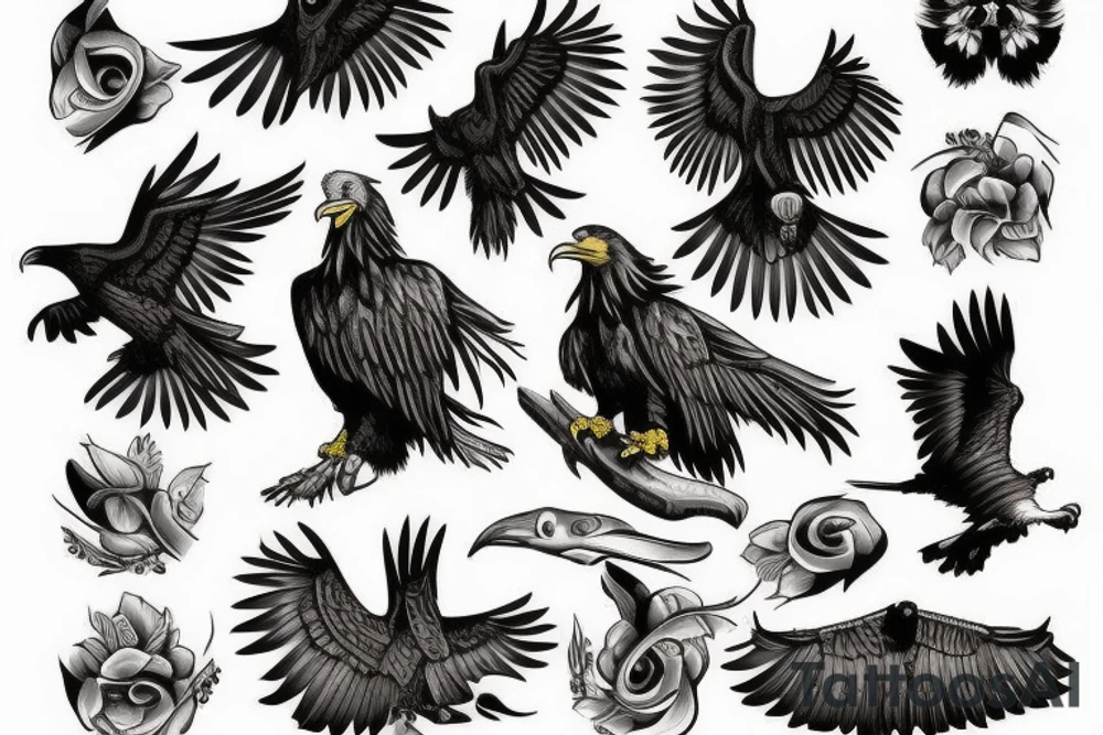 Eagle, raven tattoo idea