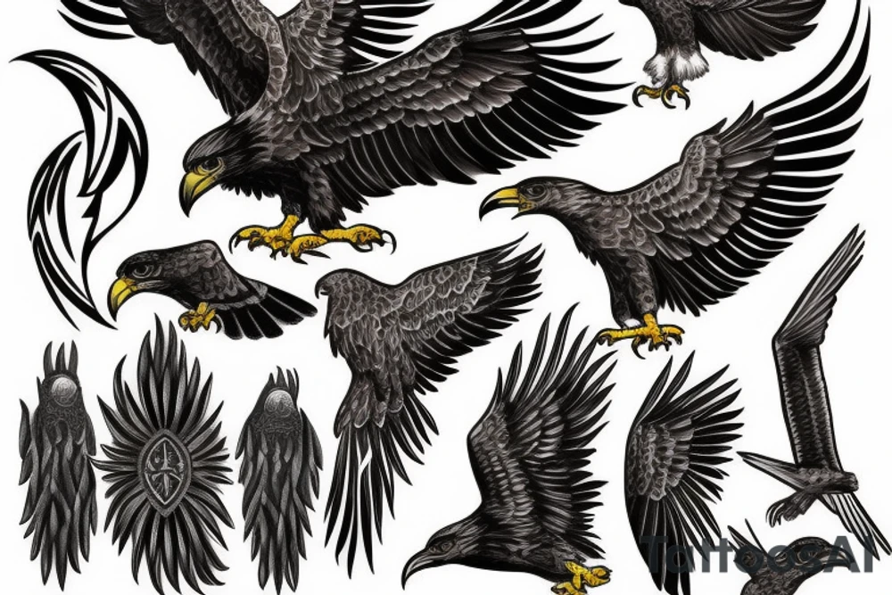 Eagle, raven tattoo idea