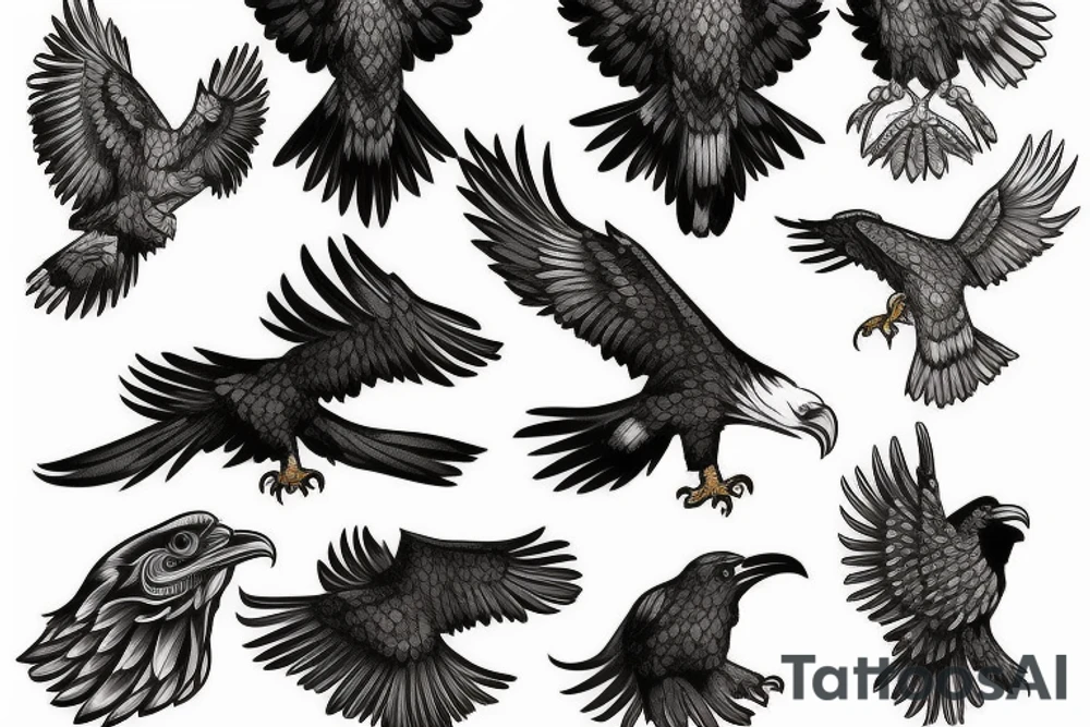 Eagle, raven tattoo idea