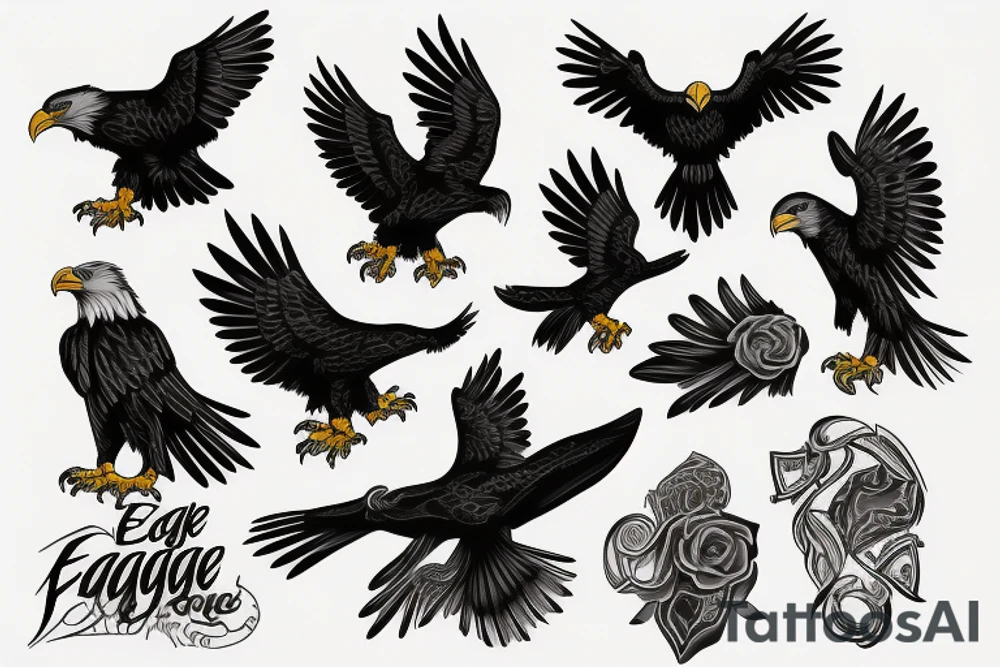 Eagle, raven tattoo idea