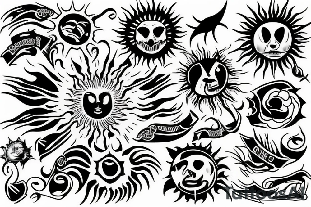 Sun, rays tattoo idea