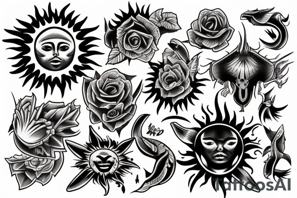 Sun, rays tattoo idea
