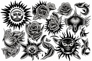 Sun, rays tattoo idea
