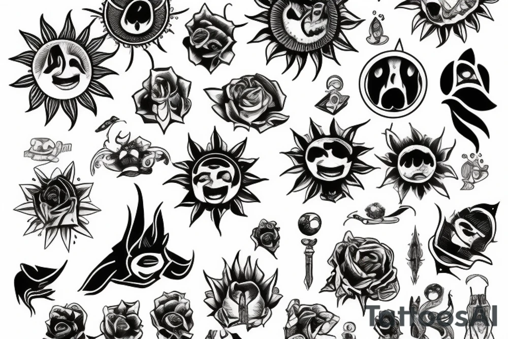 Sun, rays tattoo idea