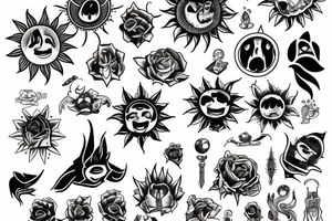 Sun, rays tattoo idea