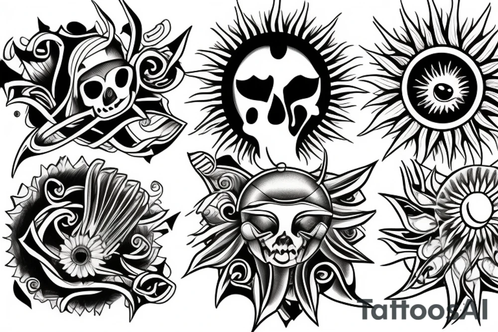 Sun, rays tattoo idea