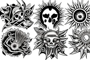 Sun, rays tattoo idea
