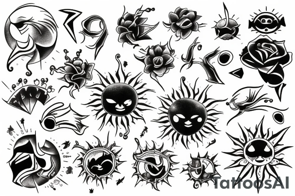 Sun, rays tattoo idea