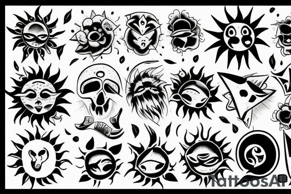 Sun, rays tattoo idea