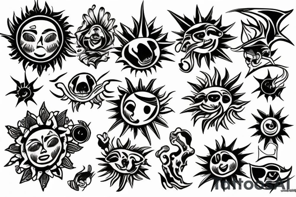 Sun, rays tattoo idea