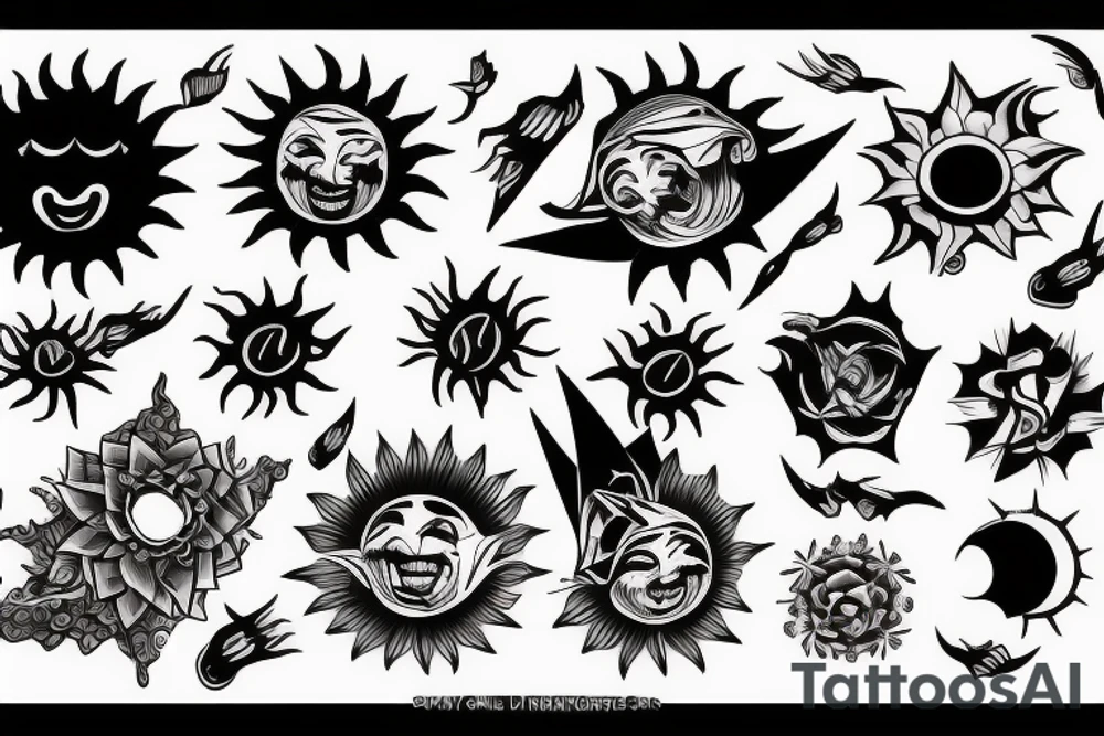Sun, rays tattoo idea