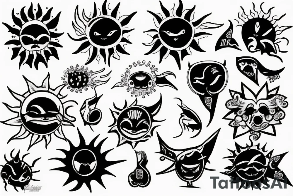 Sun, rays tattoo idea