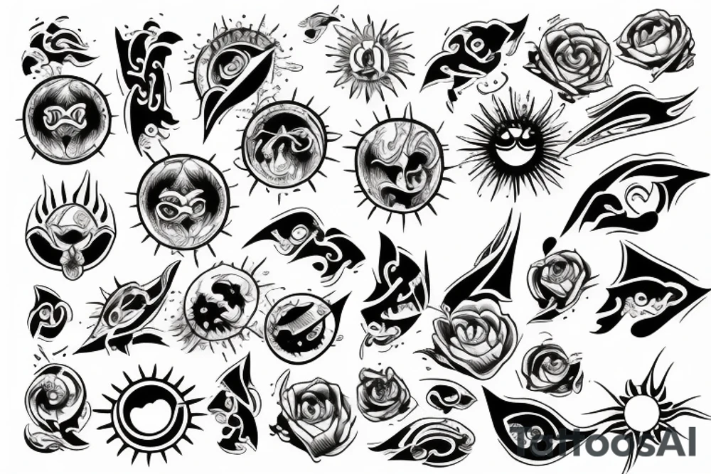Sun, rays tattoo idea
