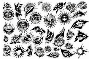 Sun, rays tattoo idea