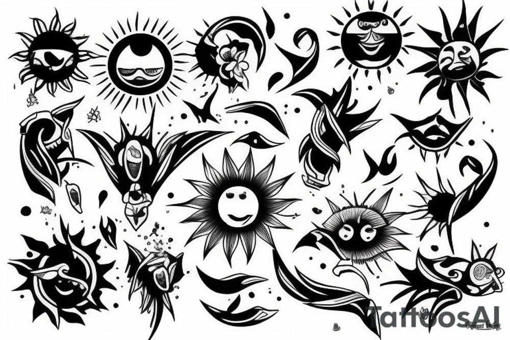 Sun, rays tattoo idea
