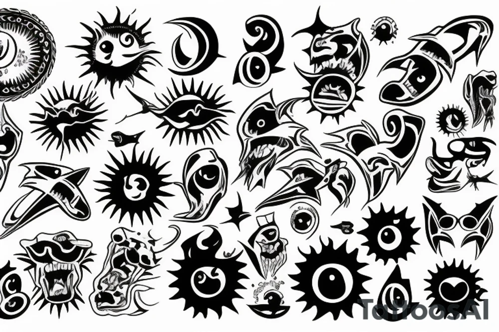 Sun, rays tattoo idea