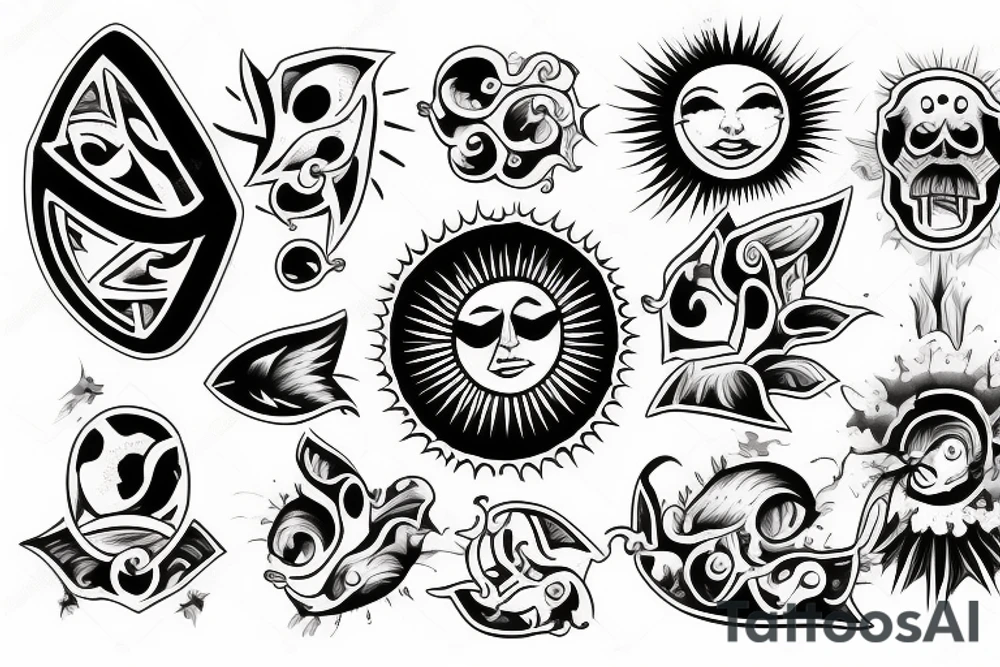 Sun, rays tattoo idea