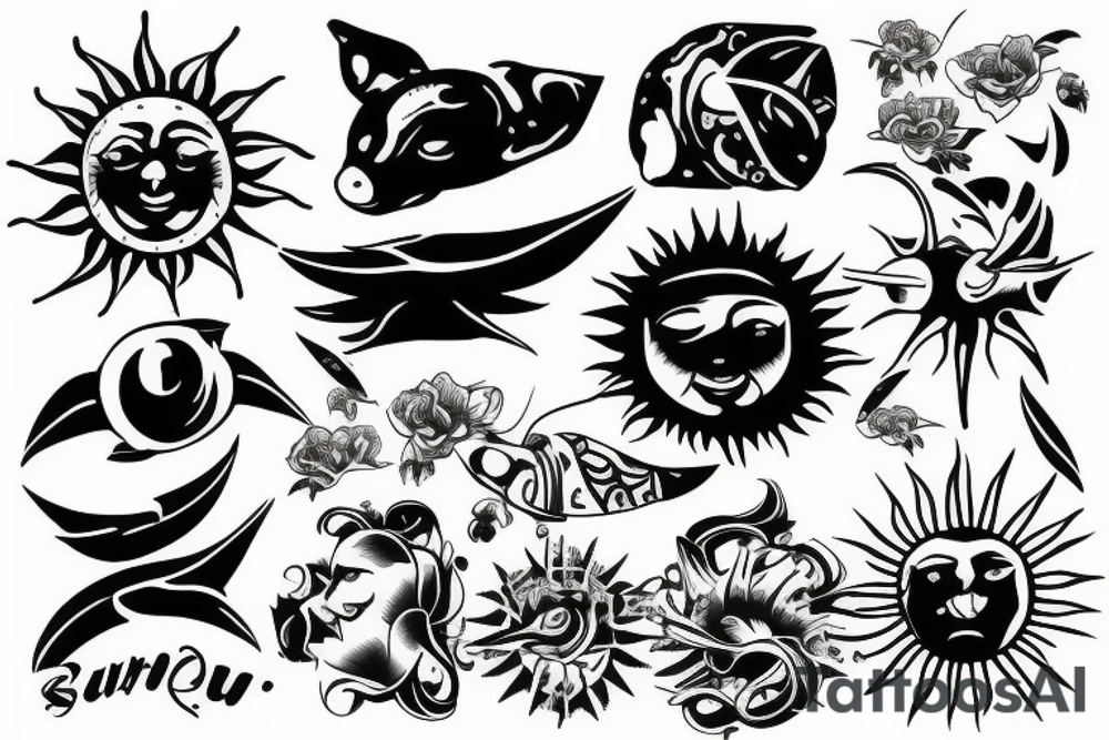 Sun, rays tattoo idea
