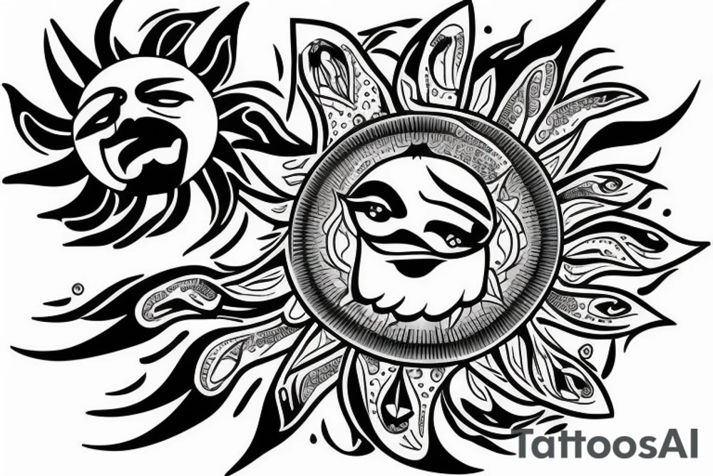 Sun, rays tattoo idea